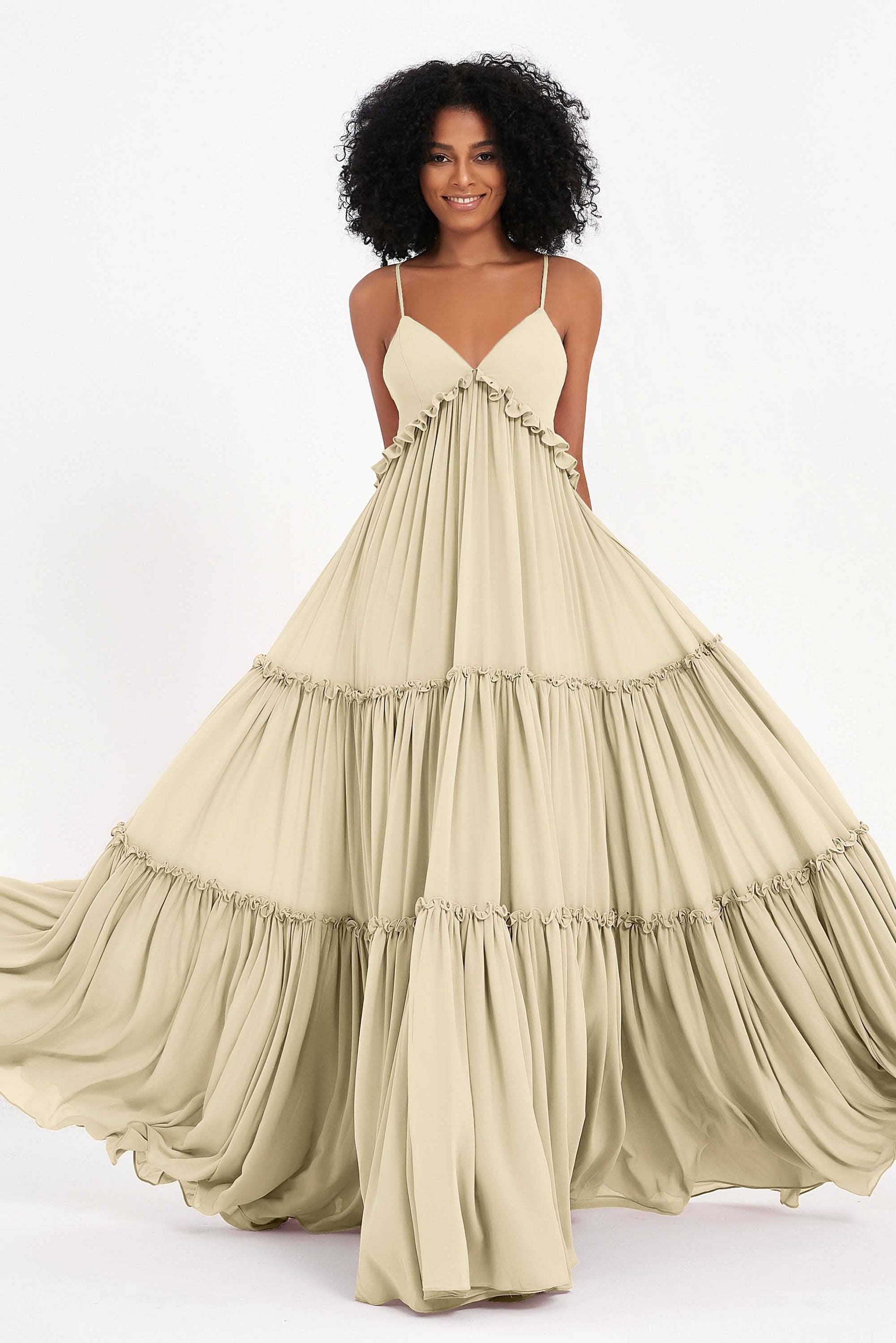 Boho Robe Maxi en Mousseline à Taille Empire – DUNTERY FR