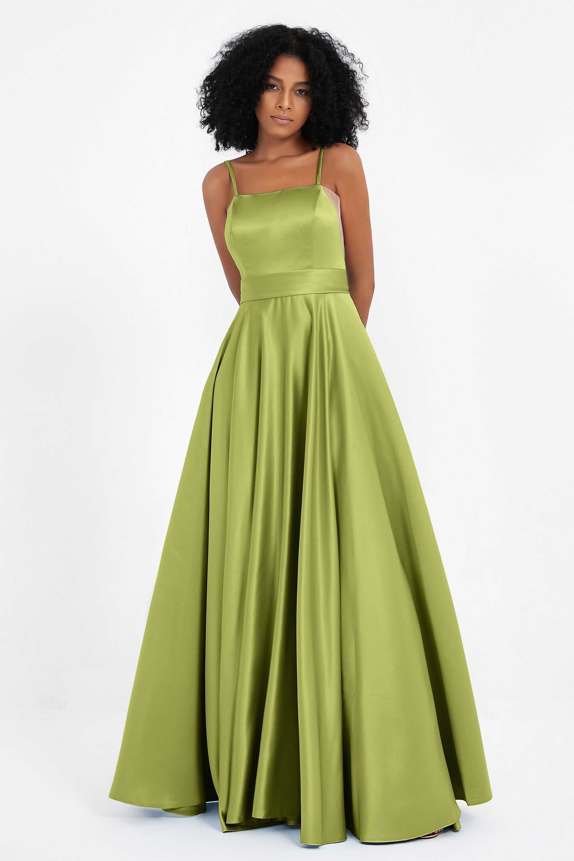 Robe Maxi Princesse de A-ligne en Satin à Taille Empire – DUNTERY FR